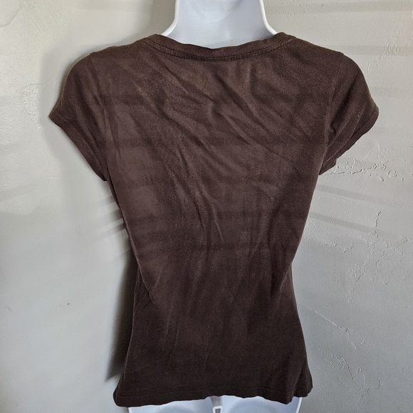 Maurices Women's Medium Brown Short Sleeve Shirt Top Button Henley - Picture 5 of 6